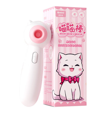 Meow Stick White & Pink Suction Intimate Vibrator, 2 Batteries Included, Personal Care Massager for Women