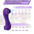 Dual-mode vibrator with suction tip and soft textured tongue-like stimulator.