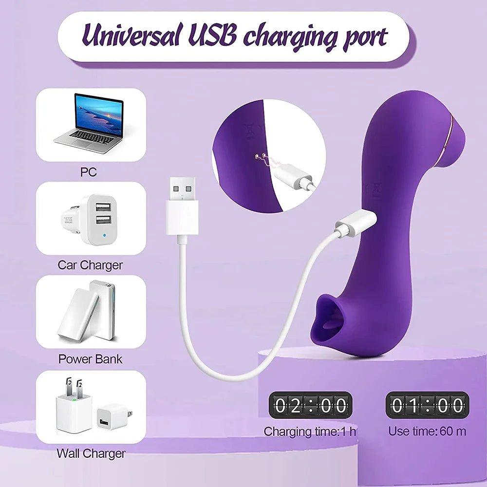 Close-up of the clitoral suction opening and soft tongue-style stimulator.