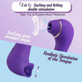 2-in-1 licking and suction vibrator displaying flexible silicone head and curved body.
