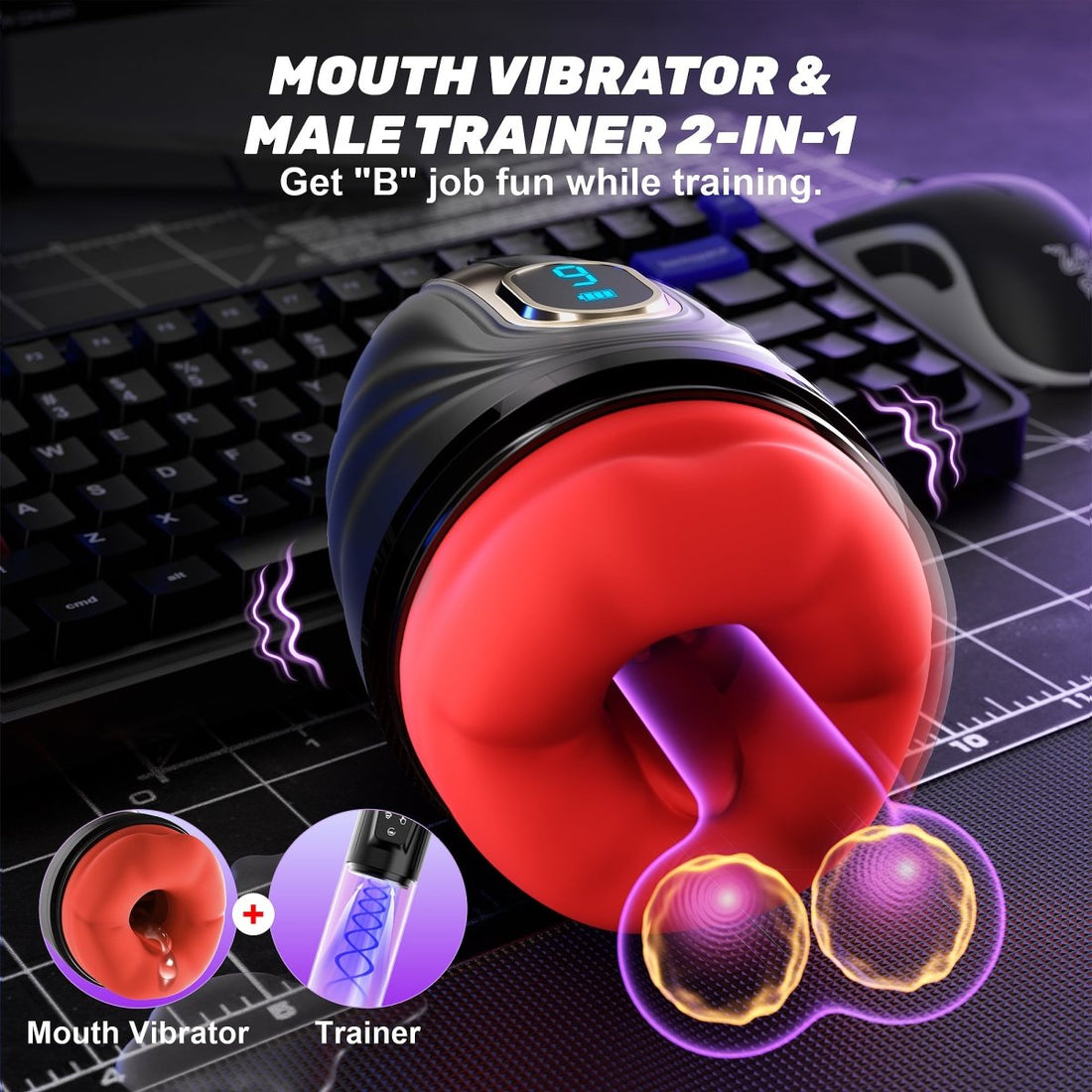 2 in 1 mouth vibrator and penis trainer for men with app control