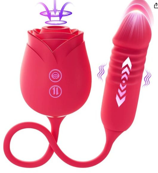 Upgraded silicone rose sucking vibrator displayed in full view
