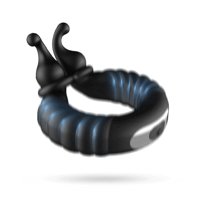 Animated GIF showing ABELE penis ring dual-motor vibration in action