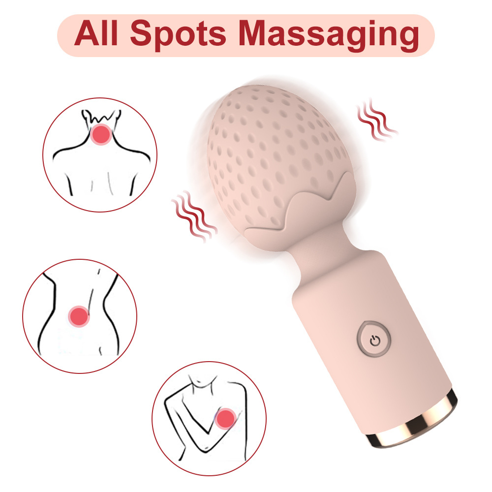 All-body massage mini wand vibrator — multipurpose massage use illustration (neck, waist, arm)