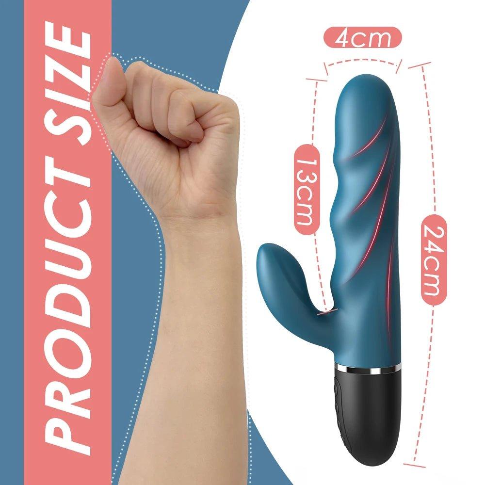 24cm dildo rabbit vibrator displayed upright with full contoured shape