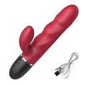 Rabbit dildo vibrator shown with deep ribbed textures