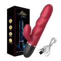 Textured shaft of 24cm vibrator shown with lifelike detailing