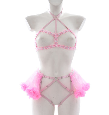 Sexy Line Harness Net Milk Leakage Bra Underwear Net Uniform Temptation Adult Costume Set