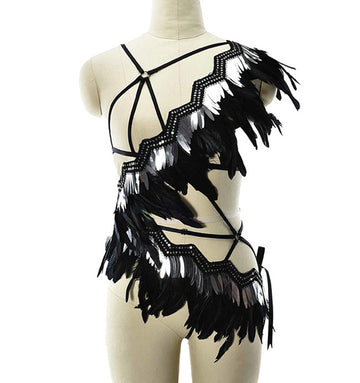 European and American best-selling stage performance COS feather costumes, sexy and tempting lingerie
