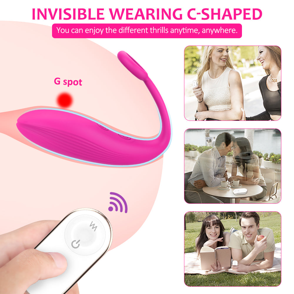 Wearable wireless vibrator displayed from side angle highlighting soft silicone