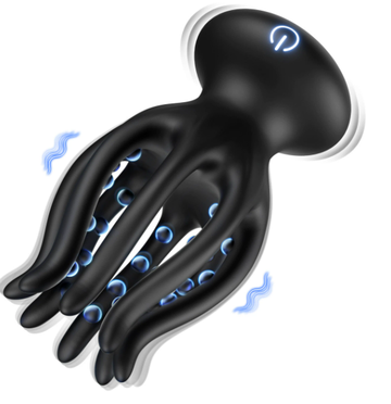 Cuttlefish shaped Male Penis Trainer — octopus/cuttlefish-style male penis trainer masturbator with textured tentacles (black)