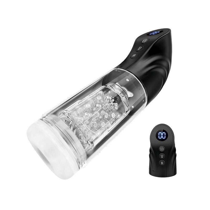 3 in 1 automatic male masturbator with LCD display shown in front view