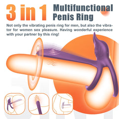 3 in 1 Multifunctional Penis Cock Ring with 10 Vibrating Modes - Seductiva