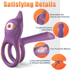 3 in 1 Multifunctional Penis Cock Ring with 10 Vibrating Modes - Seductiva