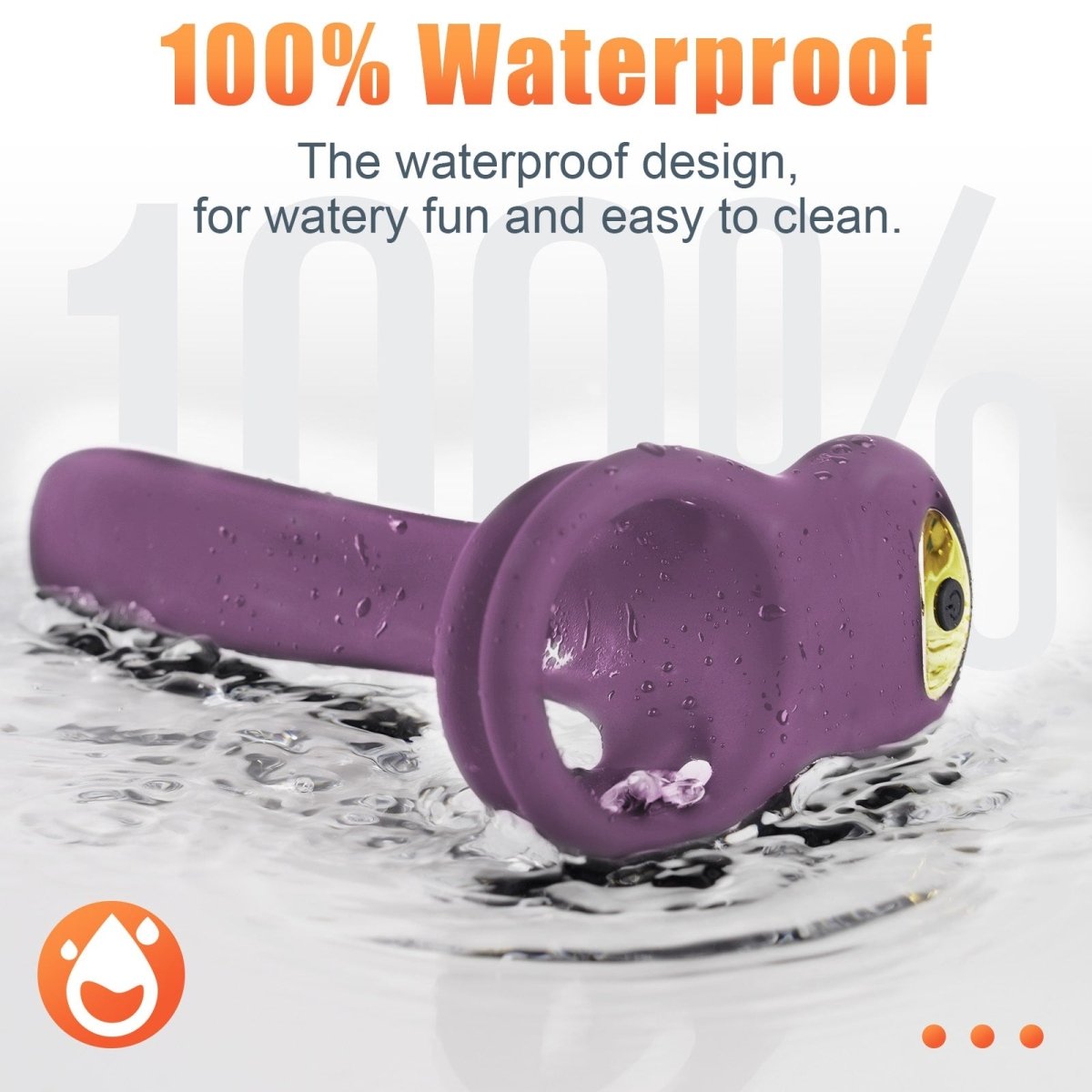 Side-angle view of the vibrating penis ring showing triple-loop design and control button.