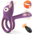Penis ring featuring vibrating motor and ergonomic triple-ring structure.