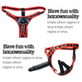 Double-sided strap-on dildo with adjustable leather harness for couples
