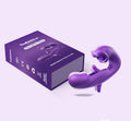 Purple finger-flapping mouth vibrator shown on a clean background with ergonomic curved design.