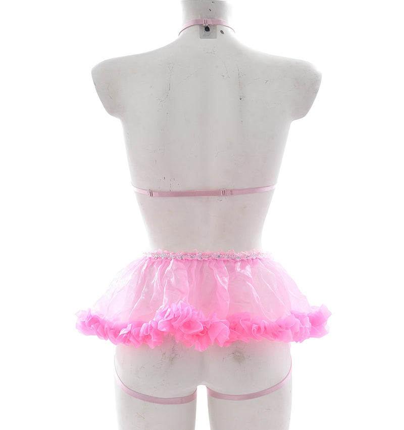 Sexy Line Harness Net Milk Leakage Bra Underwear Net Uniform Temptation Adult Costume Set