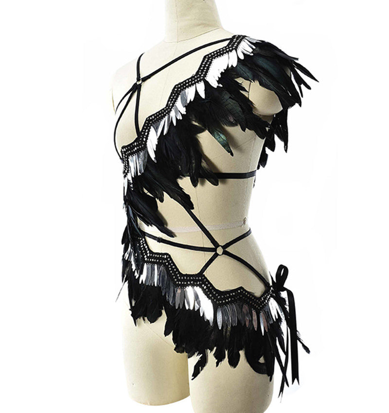 European and American best-selling stage performance COS feather costumes, sexy and tempting lingerie