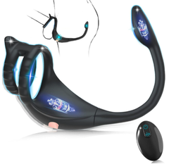 3 in 1 Penis Cock Ring with Multi Stimulations Butt Plug