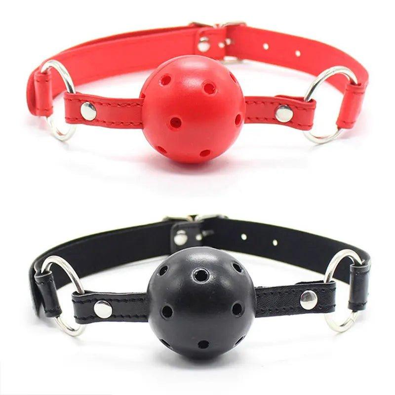 4 Colors Faux Leather Mouth Gag Adjustable Plastic Ball Adult Flirting Fetish Roleplay Game Props Couples BDSM Bondage Sex Toys - Seductiva