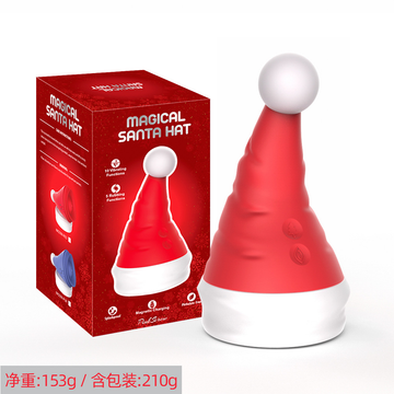 Magical Santa Hat Christmas vibrator (red) with retail box — festive G-spot vibration stick with magnetic charging