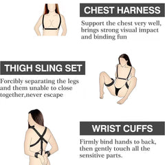 Vibrating Anal Hook BDSM Sex Bondage Sex Toys for Couple Adjustable Behind Back Handcuffs Bondage Restraints Set, Bed SM Adult Sex Game Play