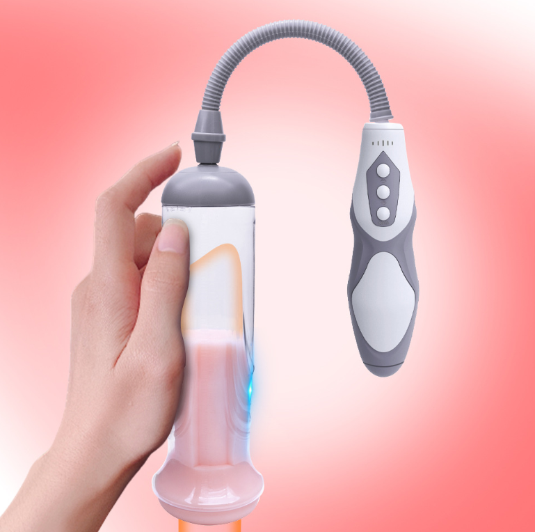 Aircraft cup sucking vacuum men’s penis trainer — transparent cylinder pump with handheld controller, one-hand operation (hero image)