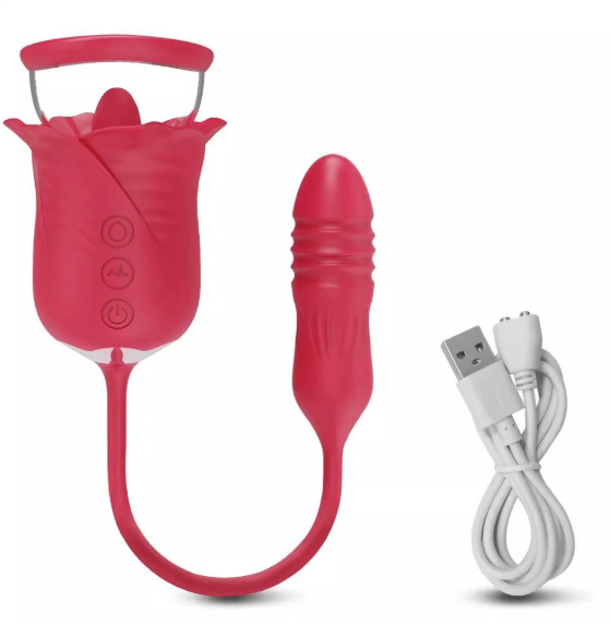 Rose sucking telescopic vibrator