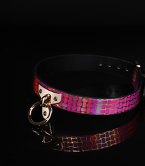 sm rose color patterned lustrous texture traction collar