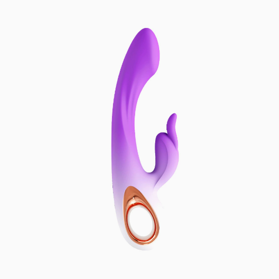 Soft Rabbit G-Spot double-ended vibrator (purple) — dual stimulation rabbit vibrator with curved G-spot tip and soft bunny ears