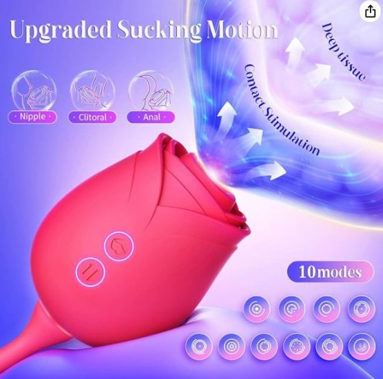Waterproof rose clitoral vibrator shown upright
