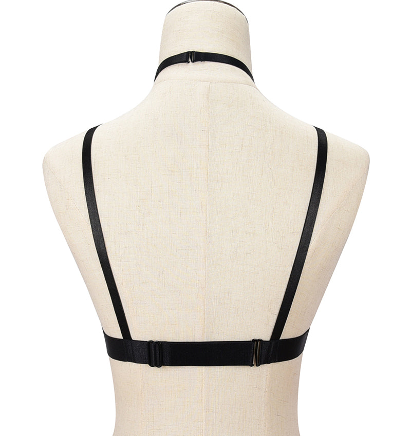 Sexy elastic band bra, solid color sexy hollow-out tie-up crop top for women