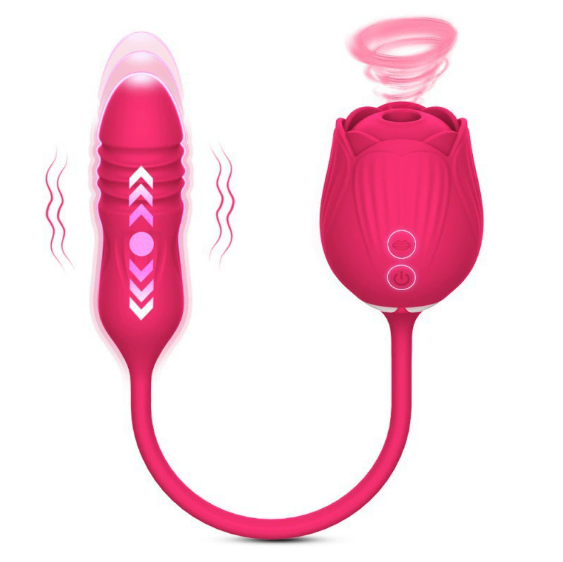 Upgraded silicone rose sucking vibrator displayed in full view