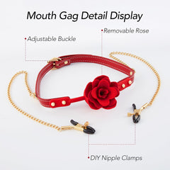 SM silicone solid rose mouth balls and Nipple clamps