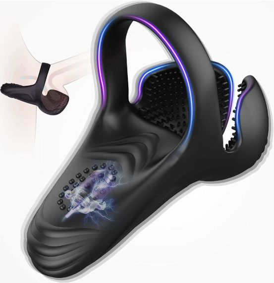 Front angle view of vibrating lock ring egg masturbator