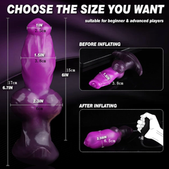 Inflatable Dildo Dog Knot Dildo, 1.5" to 2.5" Expanding Fantasy Monster Realistic Dildos for Anal Prostate Training Dilator, Huge  dog Dildos with Suction Cup