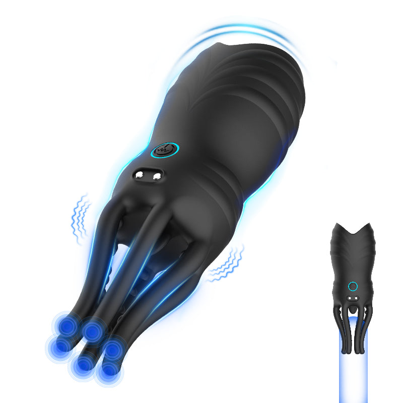Octopus-style glans vibrator for men displayed in full view