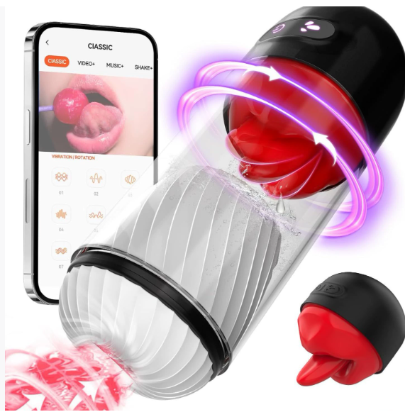 Multi-frequency tongue licking rotating Masturbator