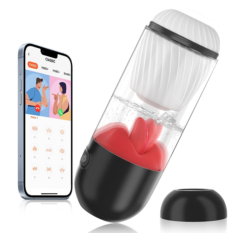 Multi-frequency tongue licking rotating Masturbator