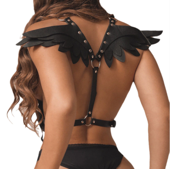 Wearing wings harness queen training bondage bondage strap