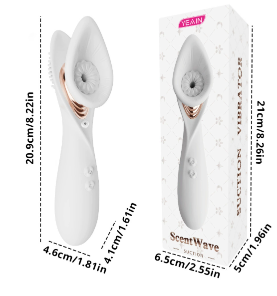 Vacuum sucking vibrator displayed in full front view