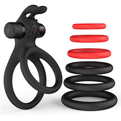 7 Different Sizes Soft Silicone Penis Ring with Vibration - Seductiva