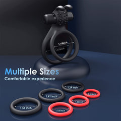 7 Different Sizes Soft Silicone Penis Ring with Vibration - Seductiva