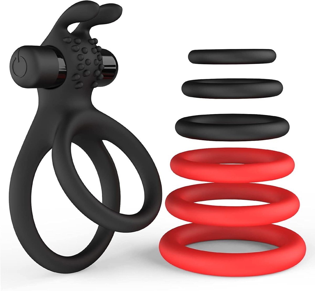7 Different Sizes Soft Silicone Penis Ring with Vibration - Seductiva
