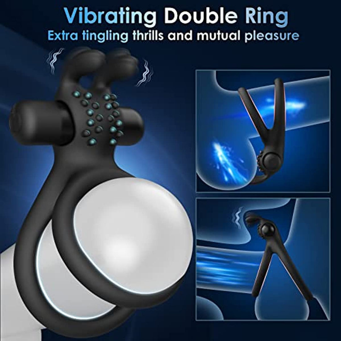 7 Different Sizes Soft Silicone Penis Ring with Vibration - Seductiva