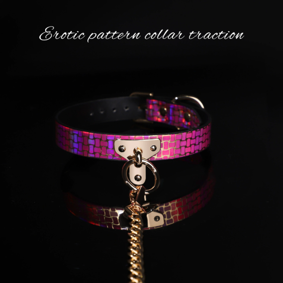 sm rose color patterned lustrous texture traction collar