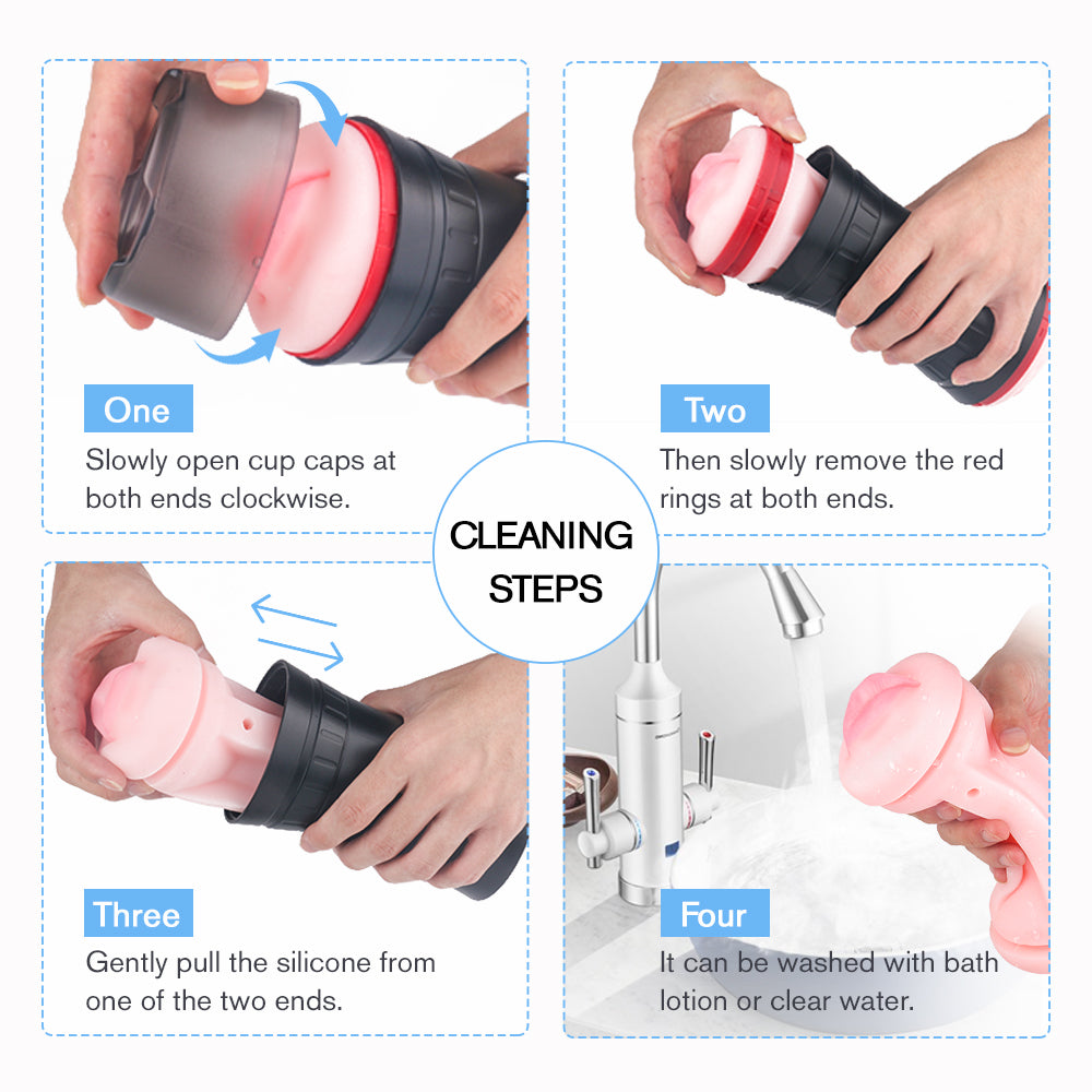 Masturbator shown with full product layout and ergonomic shape