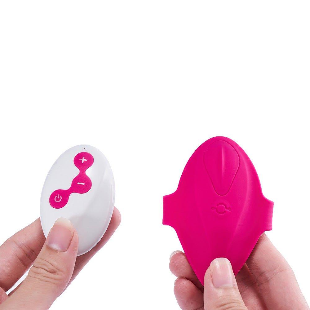 Side angle of remote-controlled vibrator highlighting soft silicone design